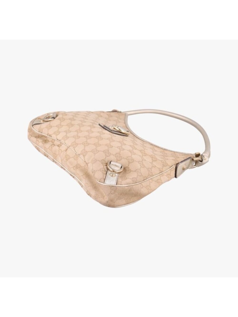 Gucci GG Pattern Beige Gold Canvas Leather Messenger Bag - Picture 4 of 16